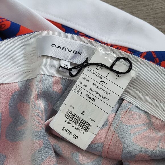 Carven Printed Mini Skirt-BLUE/RED-36 - Picture 5 of 6